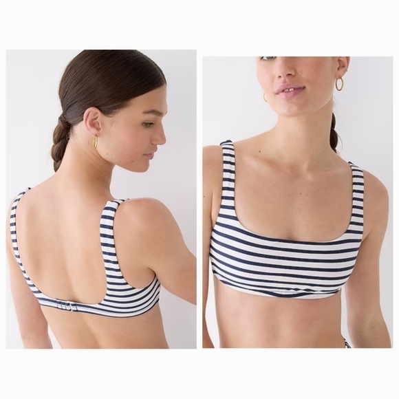J. Crew Squareneck Bikini Top in Classic Stripe NWT - Picture 4 of 6